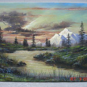 #6 Mountain, Landscape, Oil On Canvas, 18" X 24"